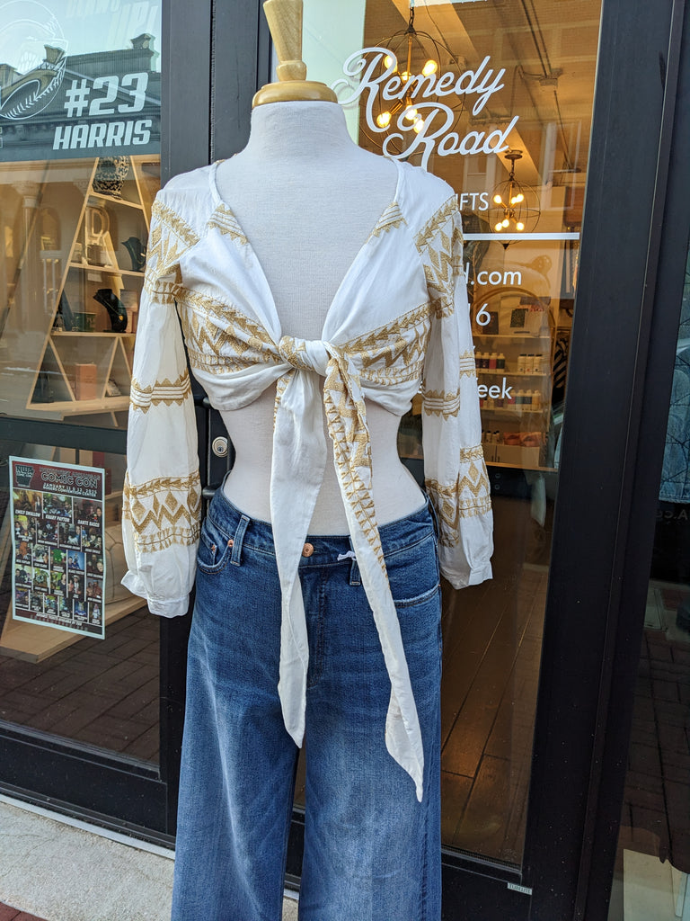 Greek White and Gold Top