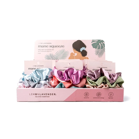 Lemon Lavender Mane Squeeze Oversized Satin Scrunchies 3-pack