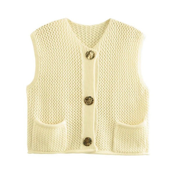 Knit Sweater Vest Cream