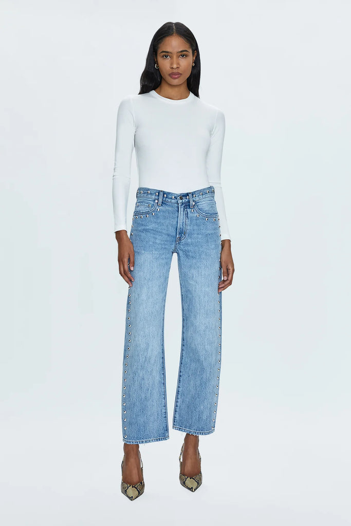 Lexi Mid-Rise Bowed Straight Leg Jean Satellite