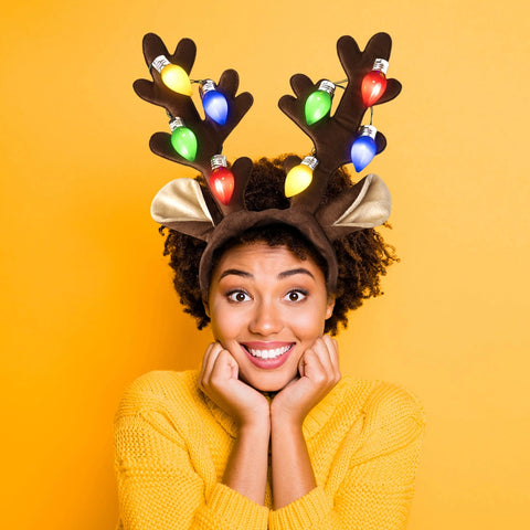 Christmas Jumbo Bulb Light Up Antlers Headband