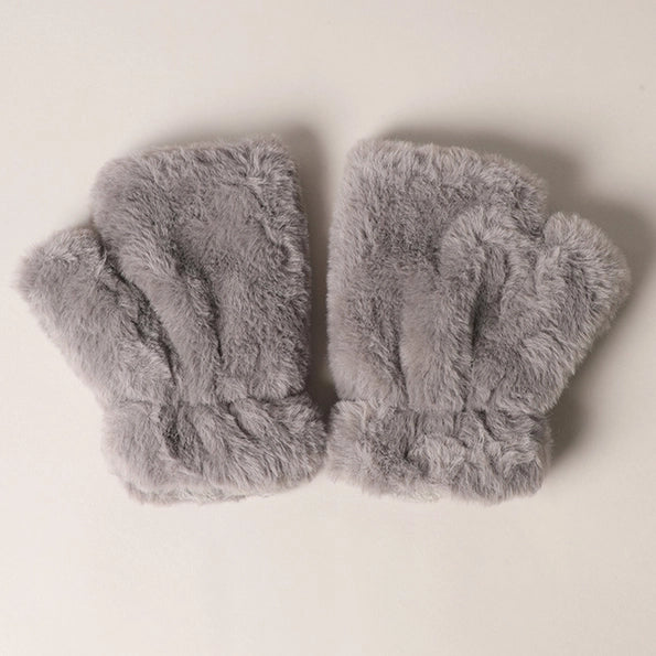 Women's Winter Faux-Fur Fingerless Gloves